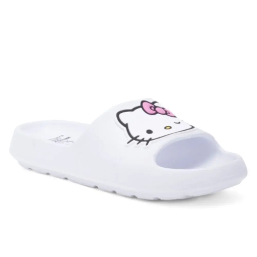 Hello Kitty 2/3 Child White Side Wink Rubber Slides